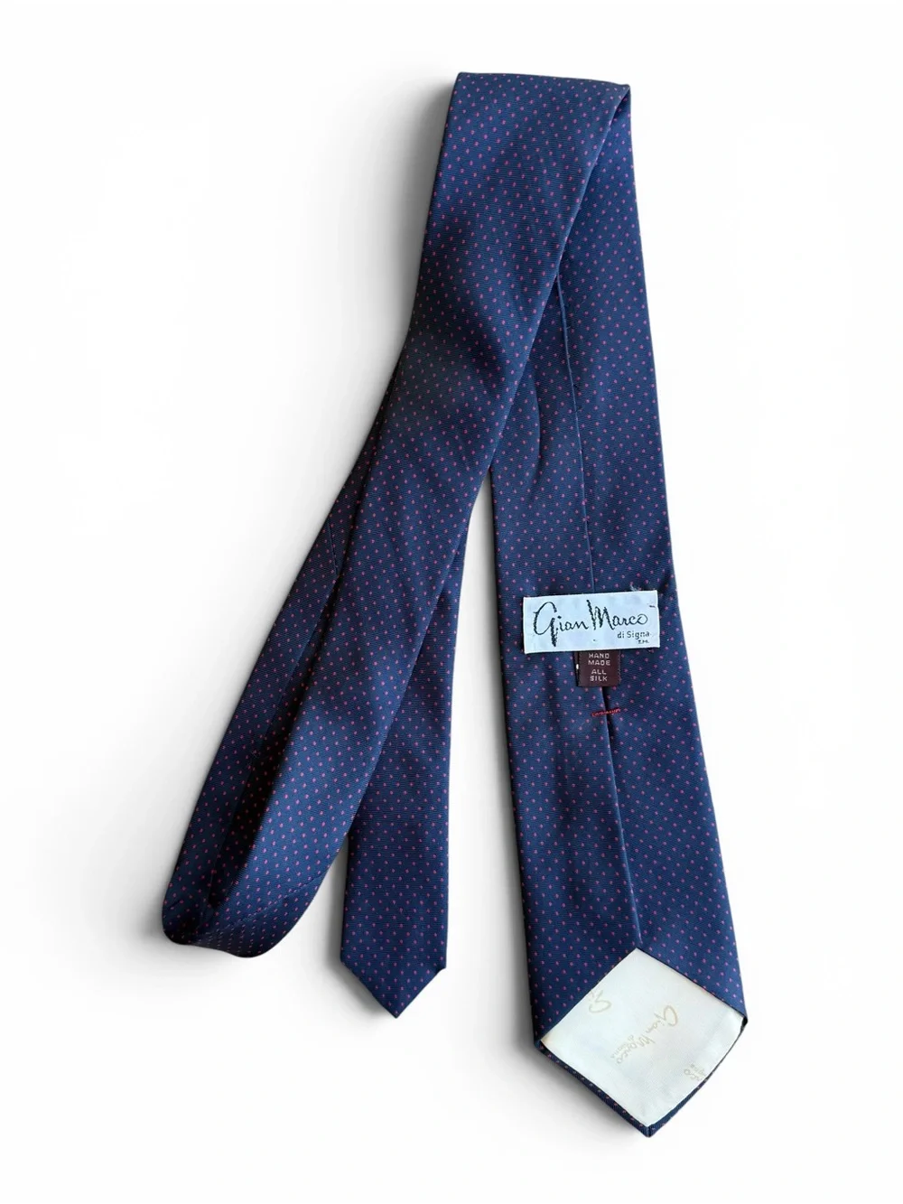 Gian Marco Di Signa Silk Navy Microdot Tie